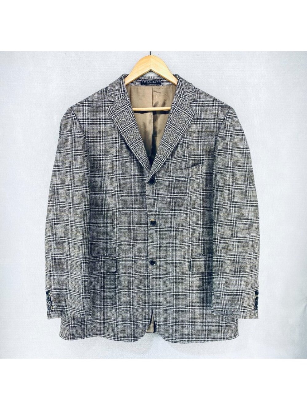 Vtg Hugo Boss Blazer Mens 42R Gray Wool Glen Plaid 3 Button Sport Coat Jacket